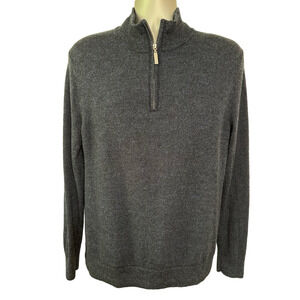 Fairlane Dark Gray Marino Wool Quarter Zip Sweater Size XL